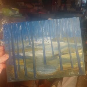 Tranquil Blue and Green Forest Canvas by